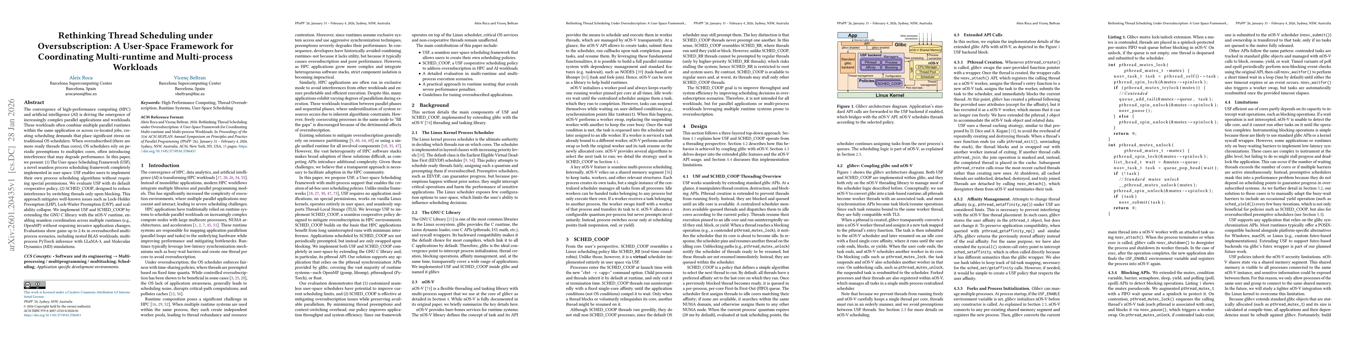 Thumbnail for Rethinking Thread Scheduling under Oversubscription: A User-Space Framework for Coordinating Multi-runtime and Multi-process Workloads
