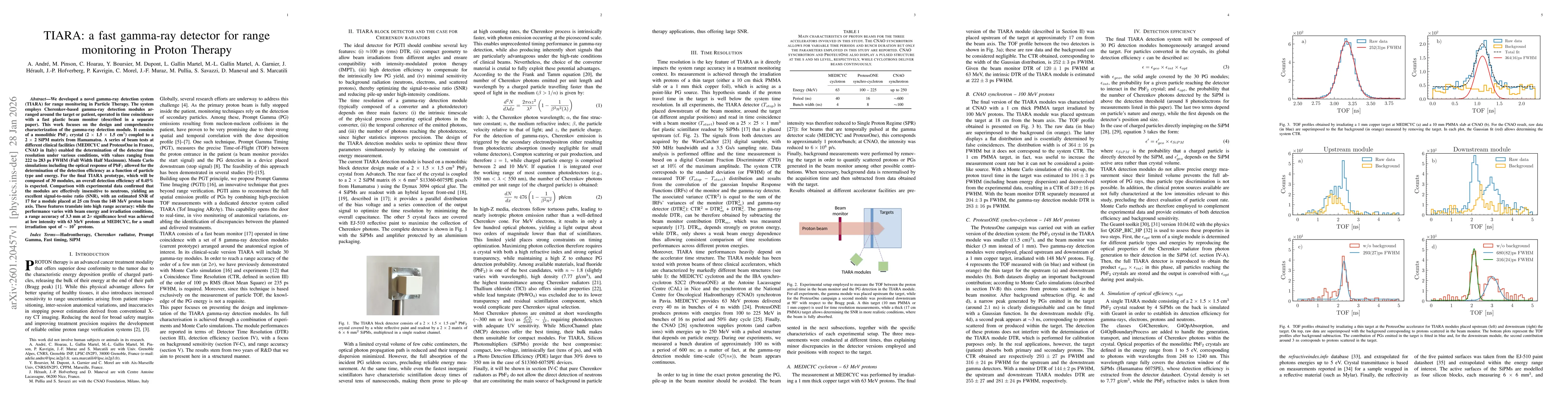 Thumbnail for TIARA: a fast gamma-ray detector for range monitoring in Proton Therapy