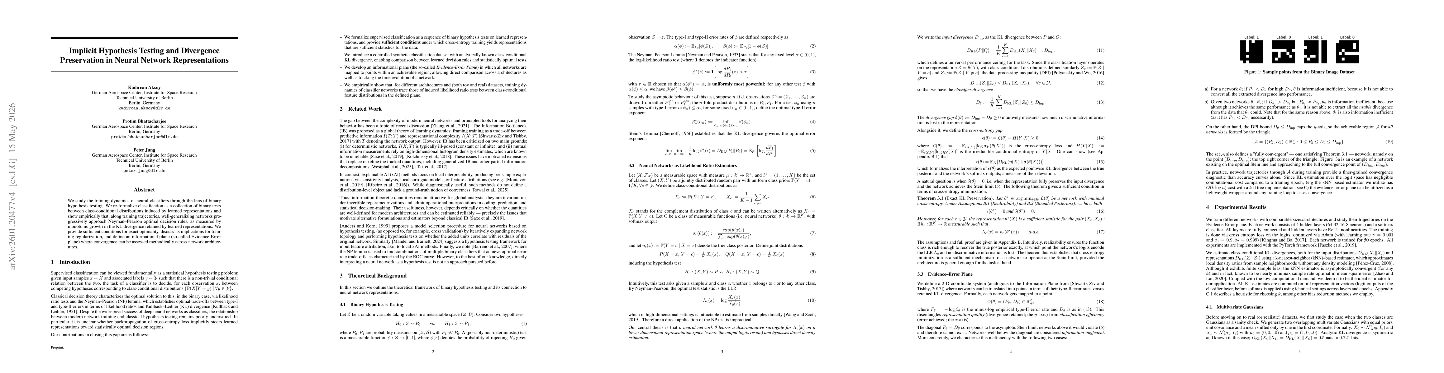 Thumbnail for Implicit Hypothesis Testing and Divergence Preservation in Neural Network Representations