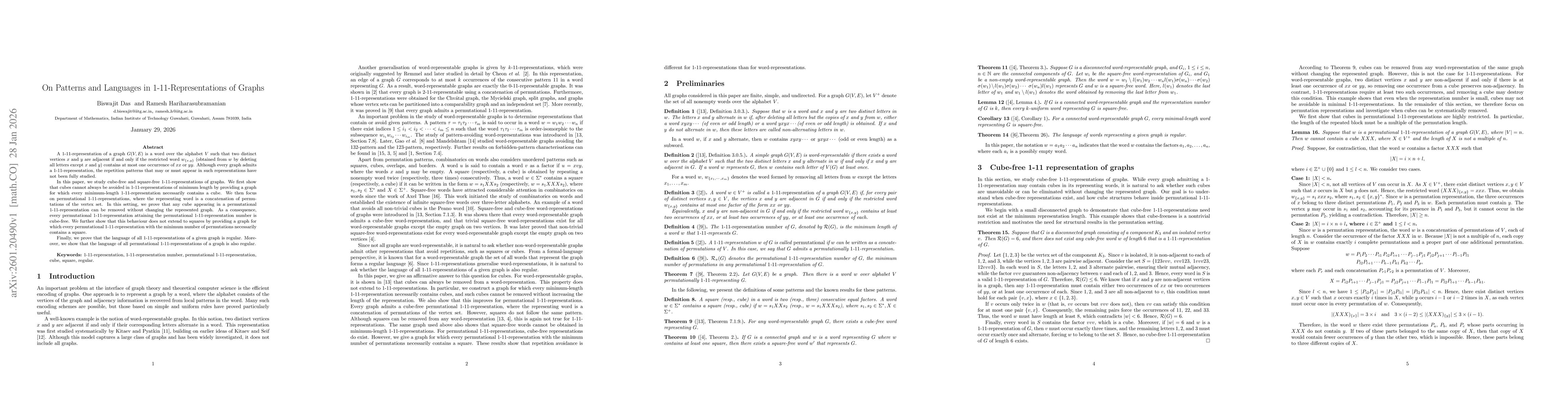 Thumbnail for On Patterns and Languages in 1-11-Representations of Graphs