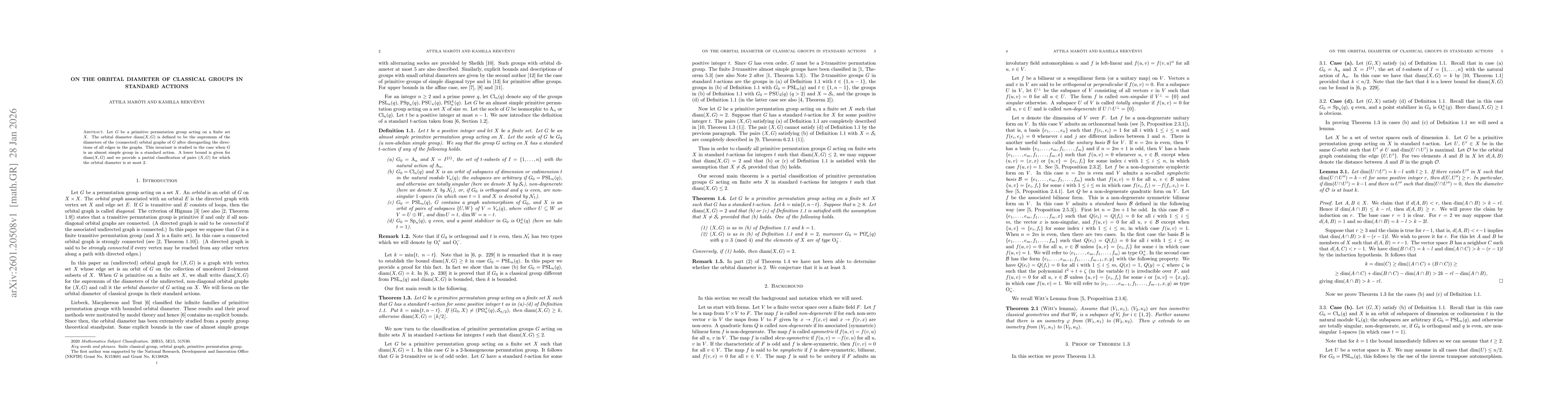 Thumbnail for On the orbital diameter of classical groups in standard action