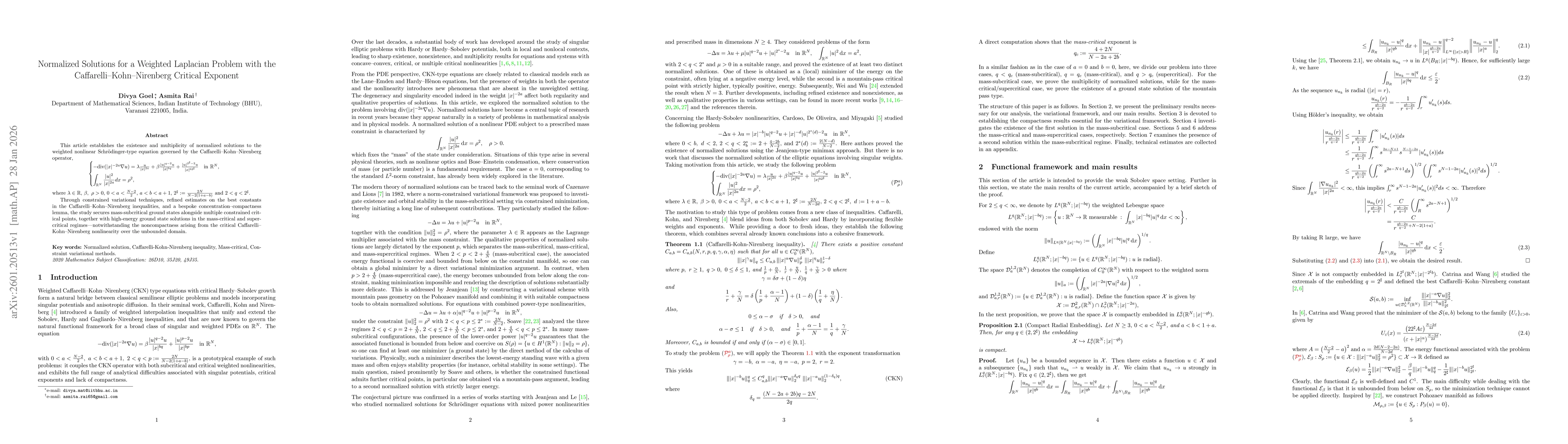 Thumbnail for Normalized Solutions for a Weighted Laplacian Problem with the Caffarelli-Kohn-Nirenberg Critical Exponent