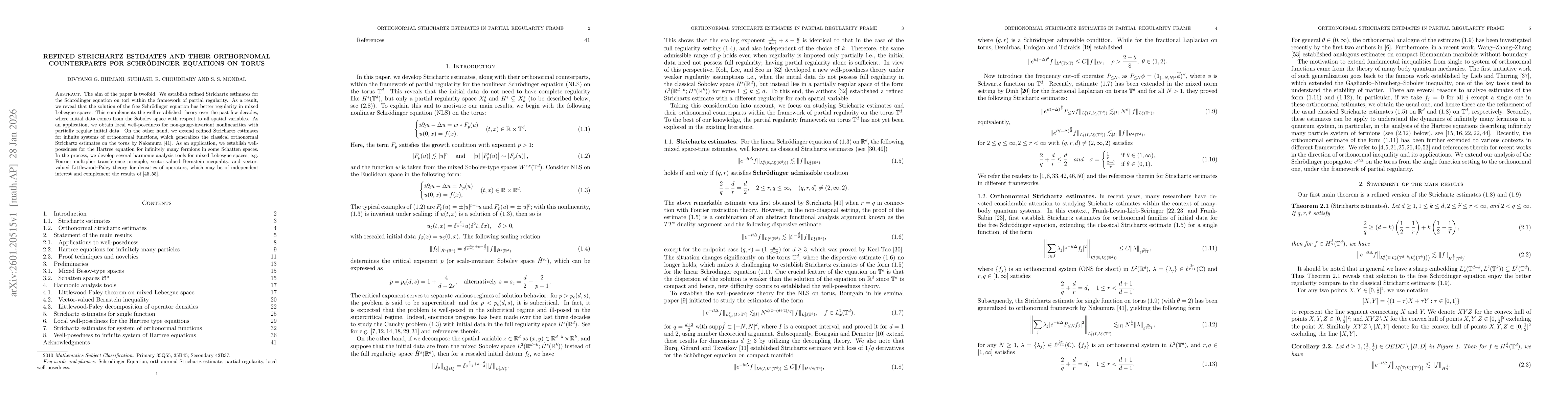 Thumbnail for Refined Strichartz estimates and their orthornomal counterparts for Schrödinger equations on torus