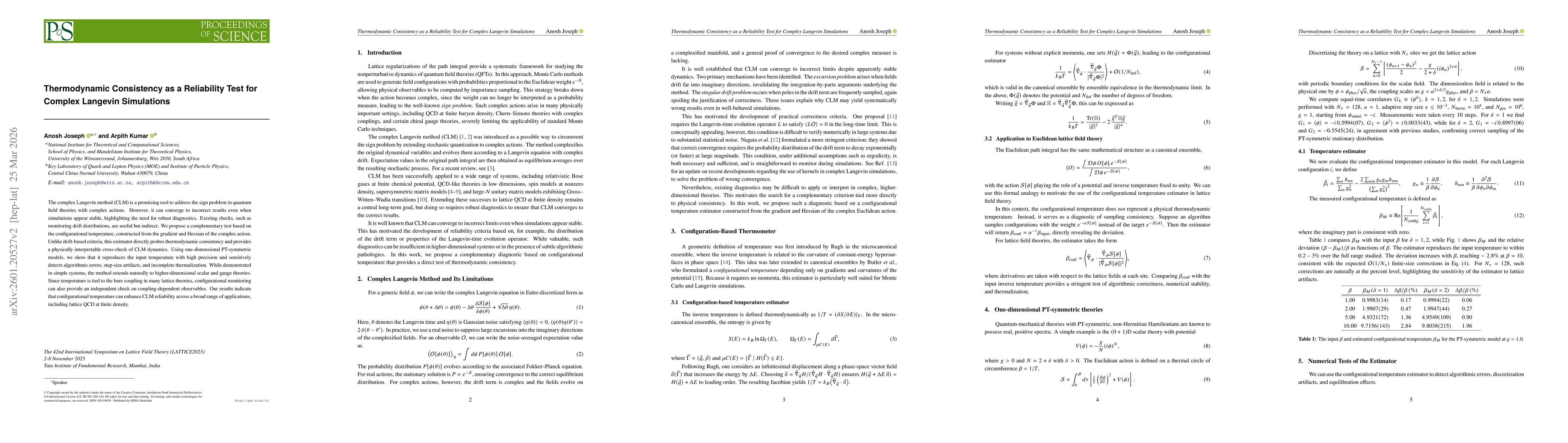 Thumbnail for Thermodynamic Consistency as a Reliability Test for Complex Langevin Simulations