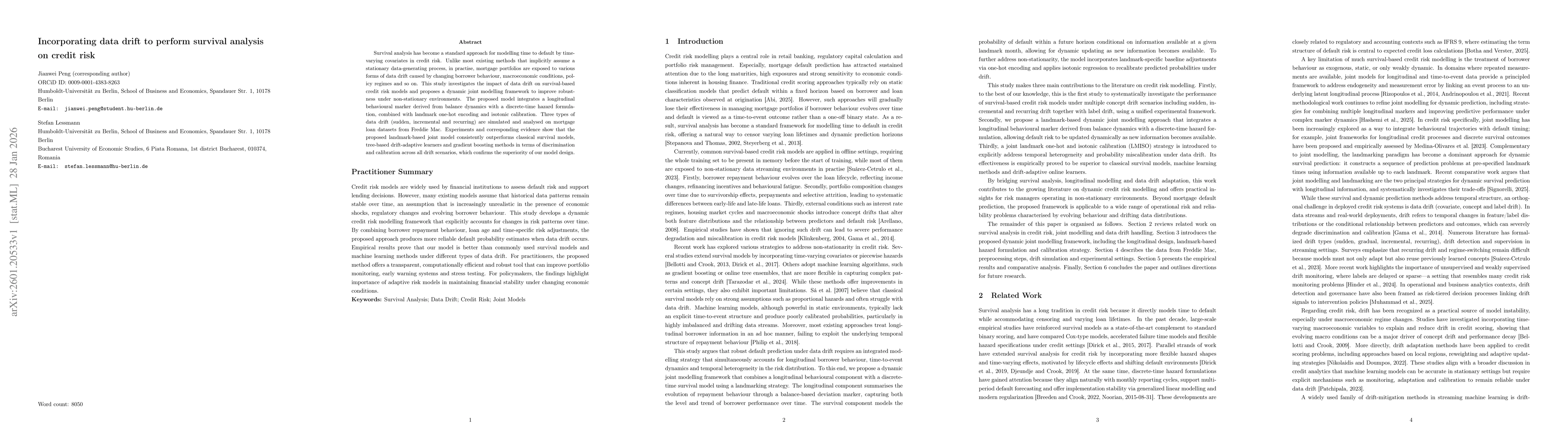 Thumbnail for Incorporating data drift to perform survival analysis on credit risk