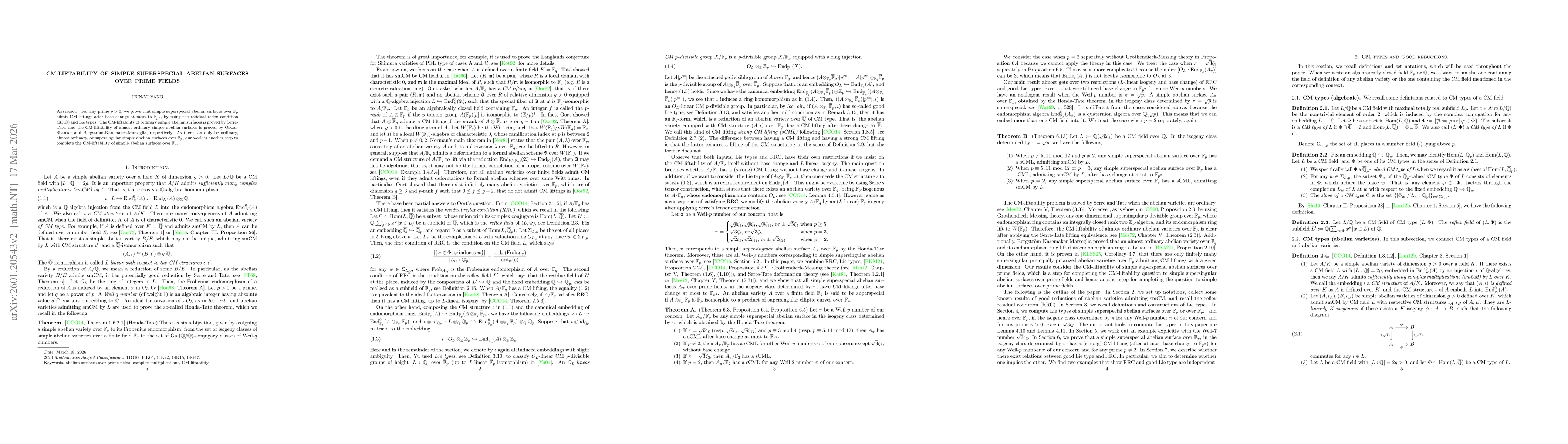 Thumbnail for CM-liftability of simple superspecial abelian surfaces over prime fields