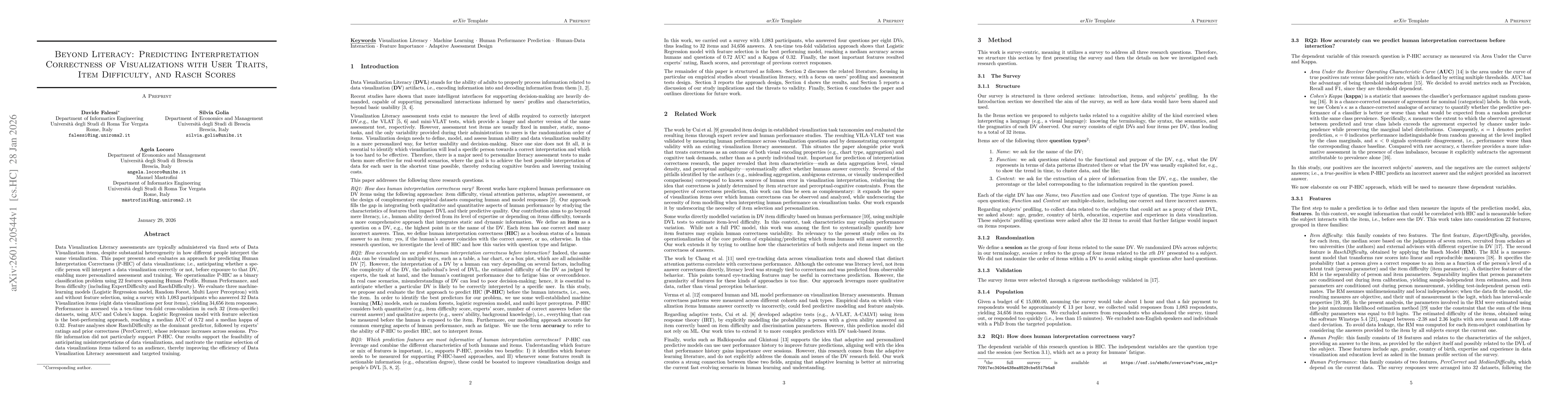 Thumbnail for Beyond Literacy: Predicting Interpretation Correctness of Visualizations with User Traits, Item Difficulty, and Rasch Scores