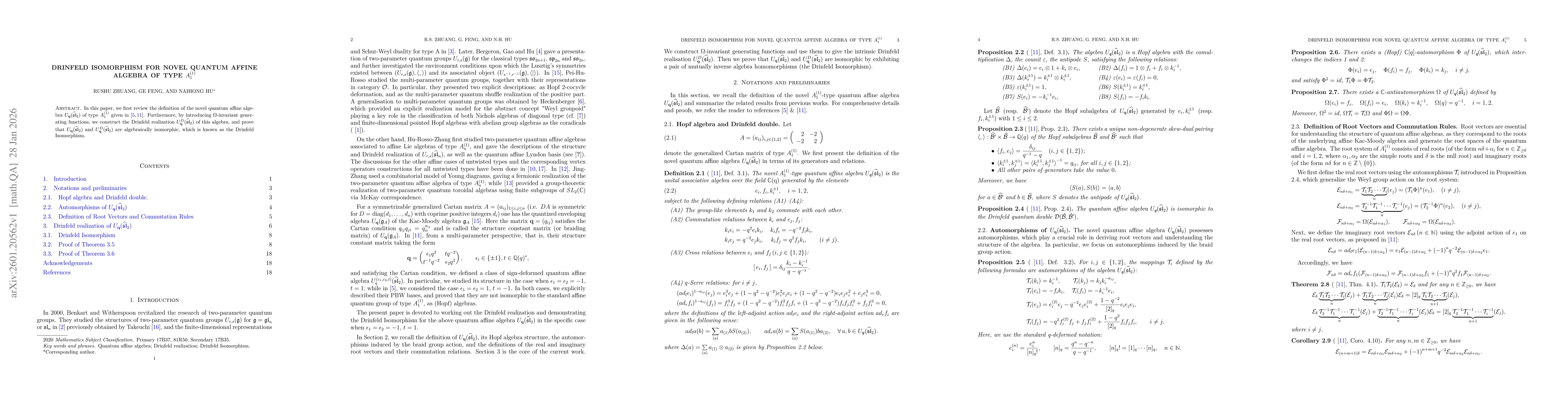 Thumbnail for Drinfeld Isomorphism for Novel Quantum Affine Algebra of Type $A_{1}^{(1)}$