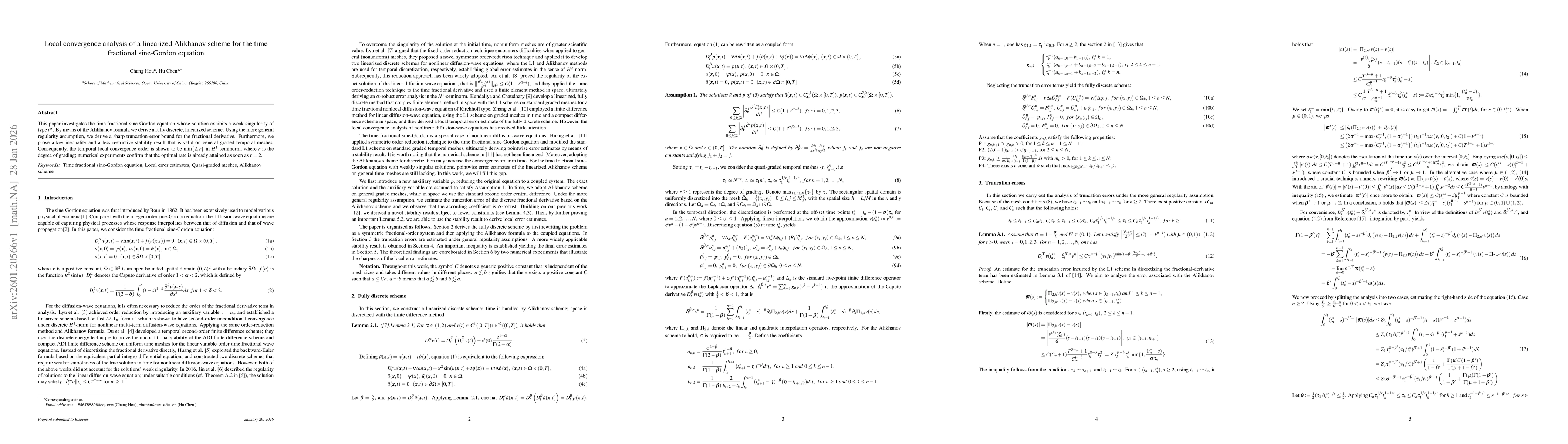 Thumbnail for Local convergence analysis of a linearized Alikhanov scheme for the time fractional sine-Gordon equation