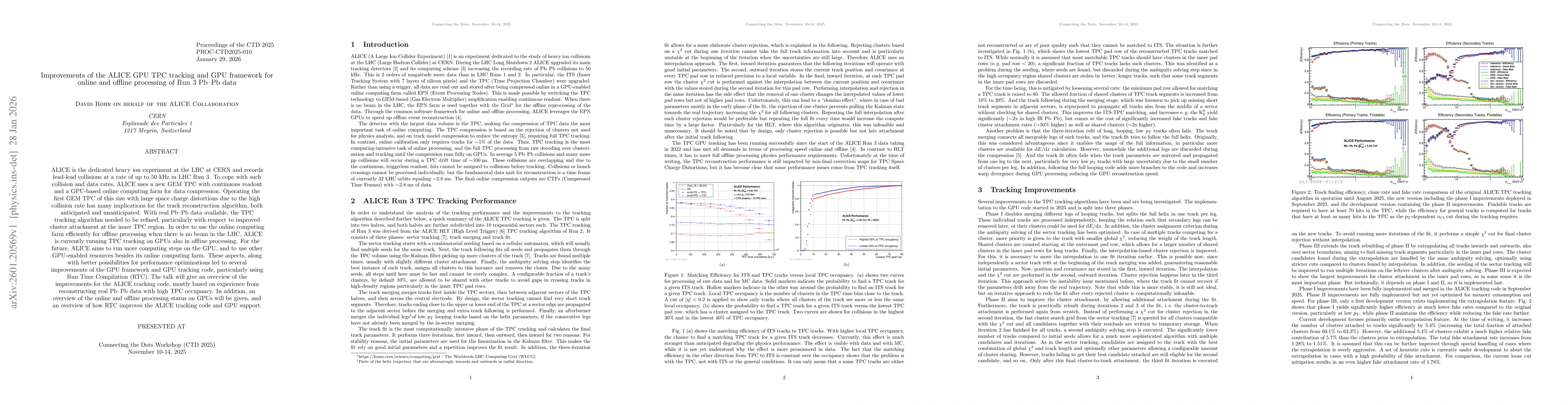 Thumbnail for Improvements of the ALICE GPU TPC tracking and GPU framework for online and offline processing of Run 3 Pb-Pb data