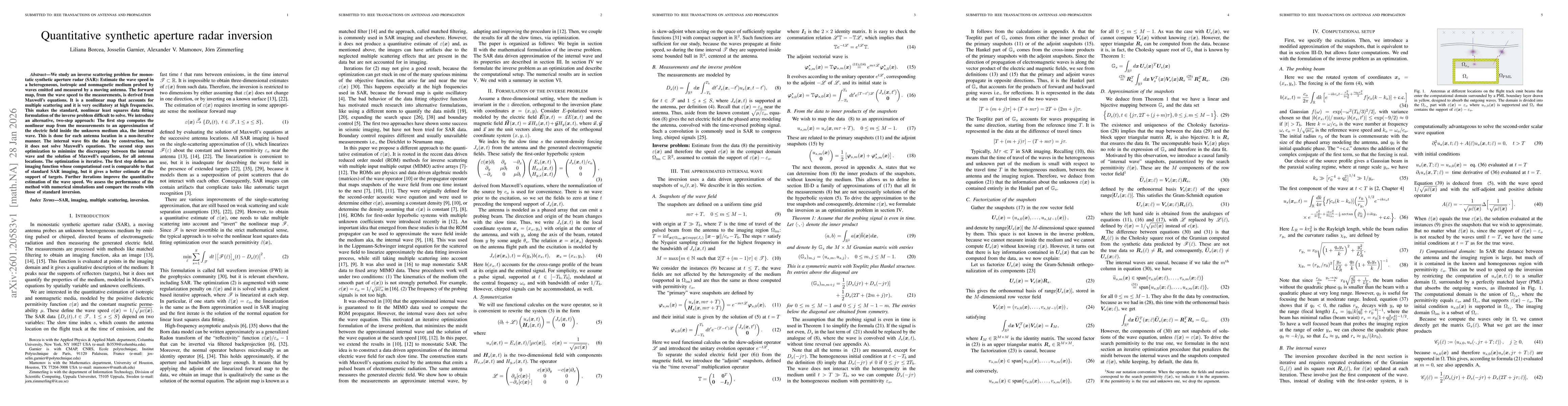 Thumbnail for Quantitative synthetic aperture radar inversion