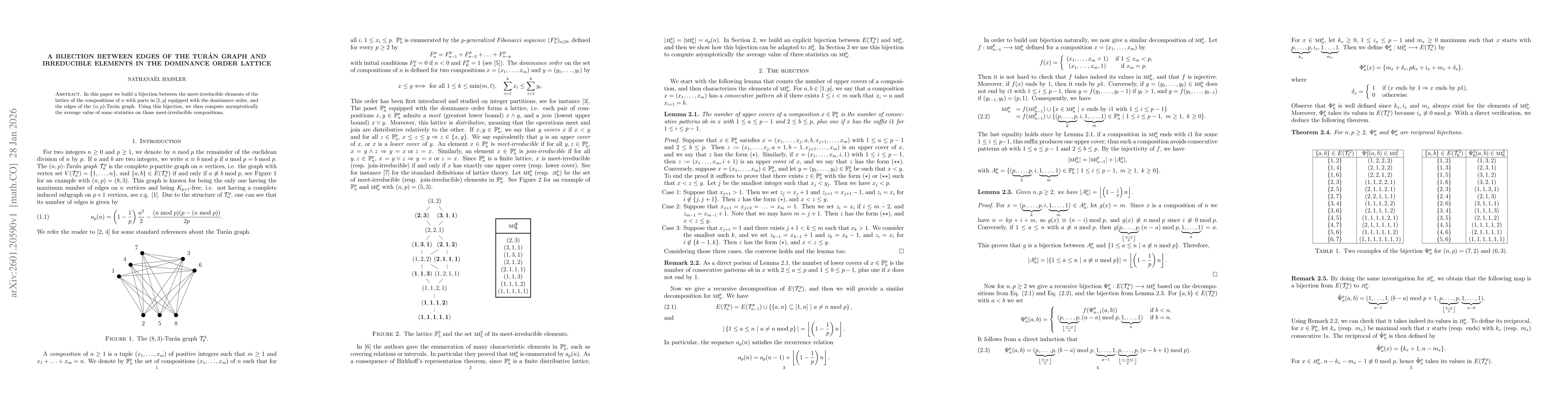 Thumbnail for A bijection between edges of the Turán graph and irreducible elements in the dominance order lattice