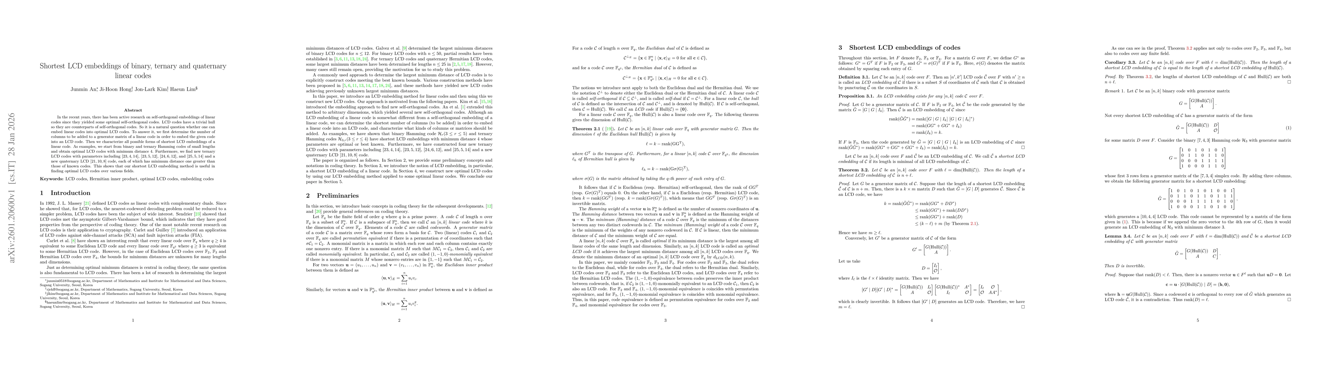 Thumbnail for Shortest LCD embeddings of binary, ternary and quaternary linear codes