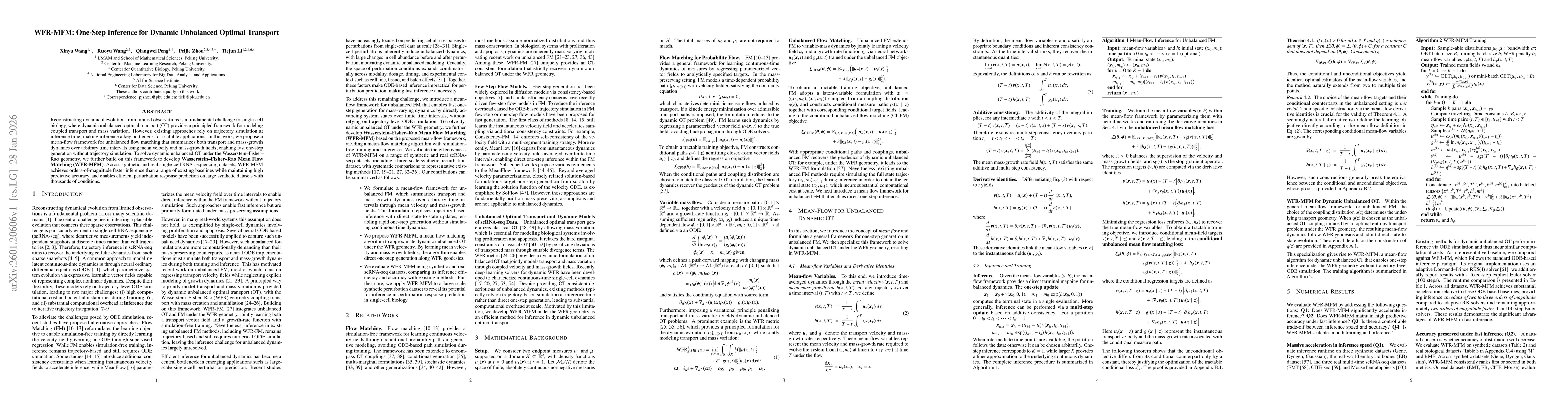 Thumbnail for WFR-MFM: One-Step Inference for Dynamic Unbalanced Optimal Transport