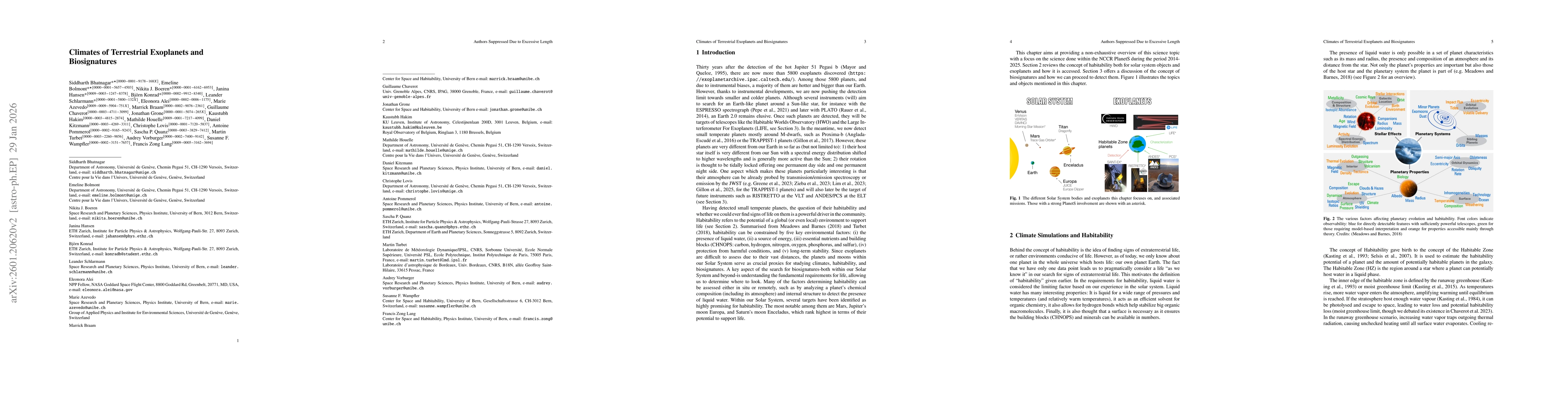 Thumbnail for Climates of Terrestrial Exoplanets and Biosignatures