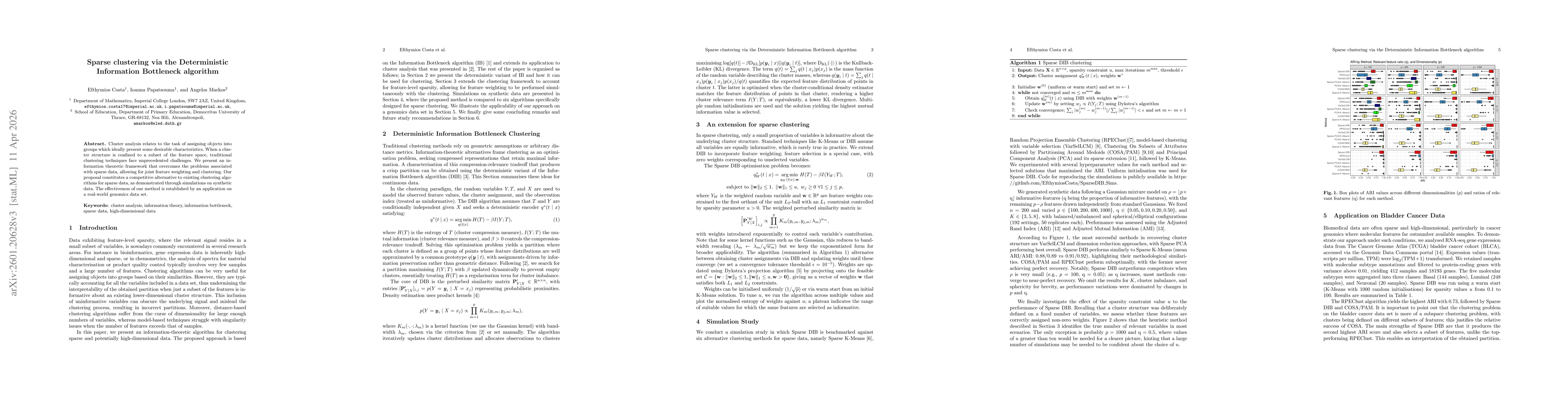 Thumbnail for Sparse clustering via the Deterministic Information Bottleneck algorithm