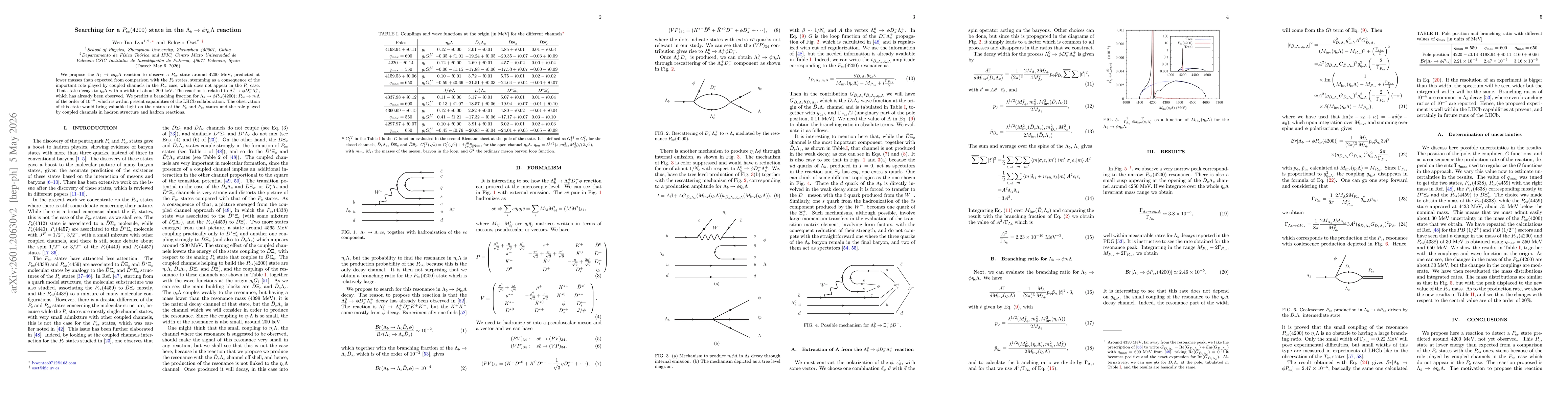 Thumbnail for Searching for a $P_{cs}(4200)$ state in the $Λ_b\toφη_cΛ$ reaction