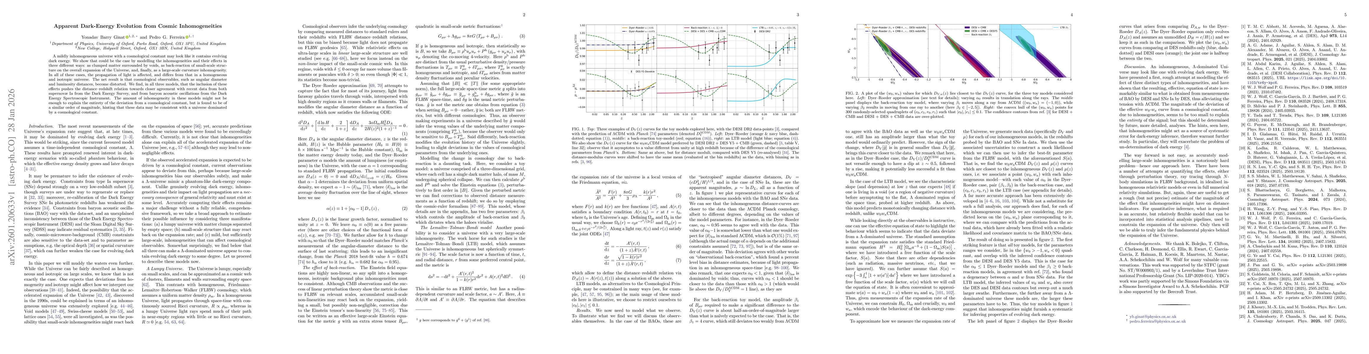 Thumbnail for Apparent Dark-Energy Evolution from Cosmic Inhomogeneities