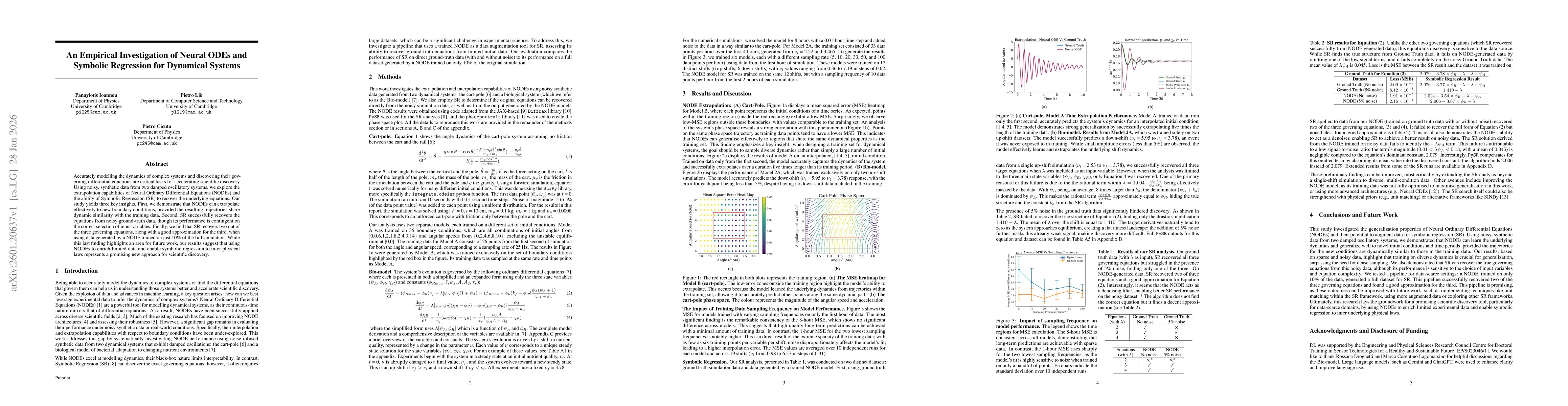 Thumbnail for An Empirical Investigation of Neural ODEs and Symbolic Regression for Dynamical Systems