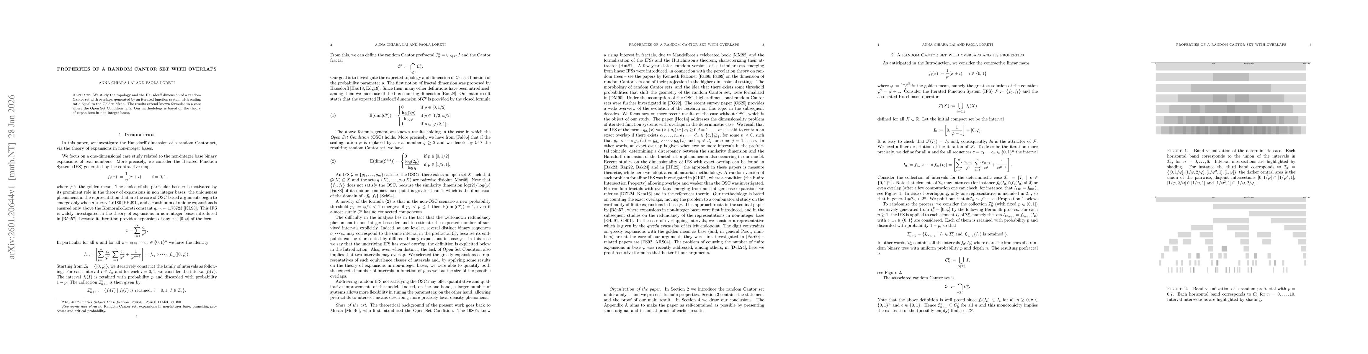 Thumbnail for Properties of a random Cantor set with overlaps