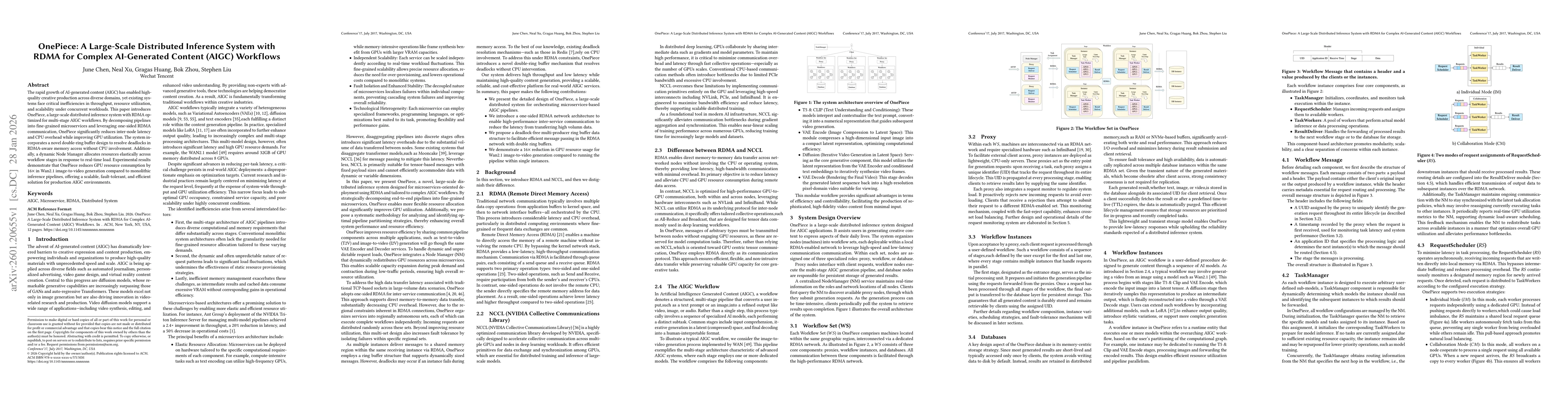 Thumbnail for OnePiece: A Large-Scale Distributed Inference System with RDMA for Complex AI-Generated Content (AIGC) Workflows