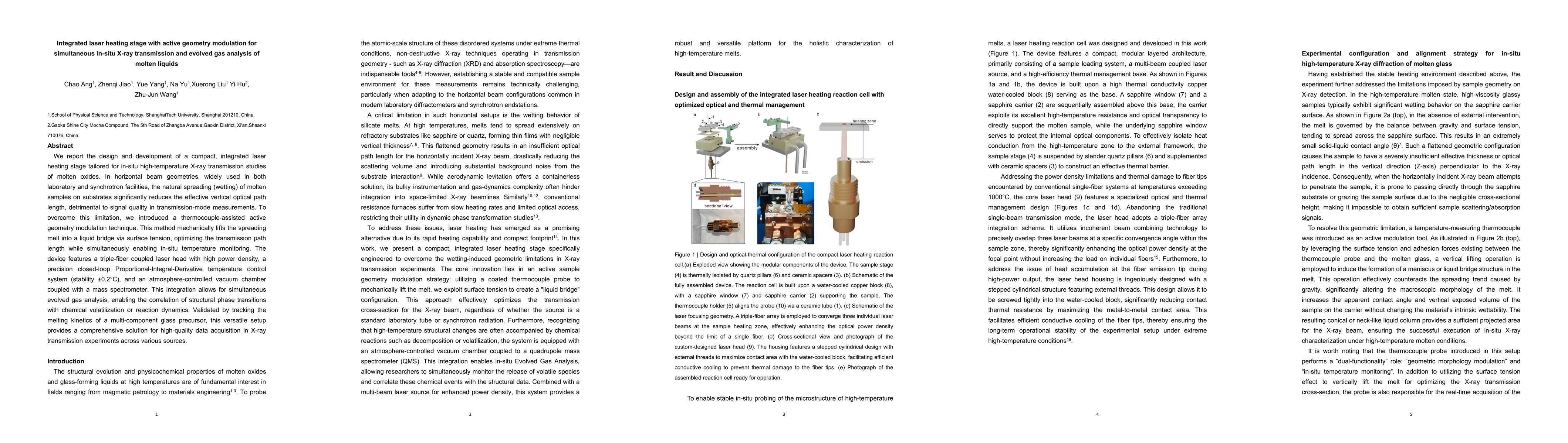 Thumbnail for Integrated laser heating stage with active geometry modulation for simultaneous in-situ X-ray transmission and evolved gas analysis of molten liquids