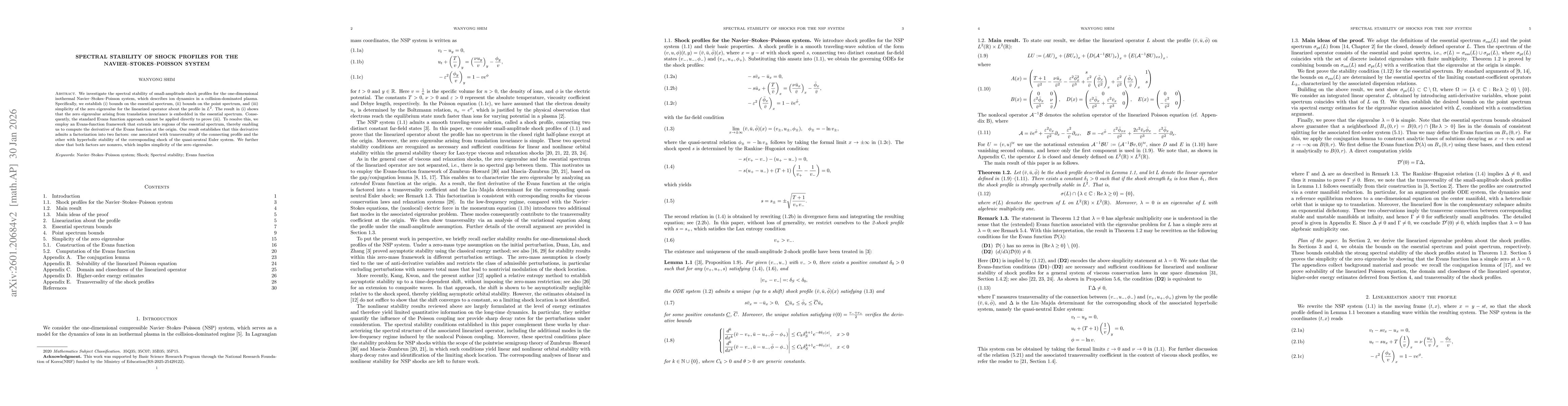 Thumbnail for Spectral stability of shock profiles for the Navier-Stokes-Poisson system