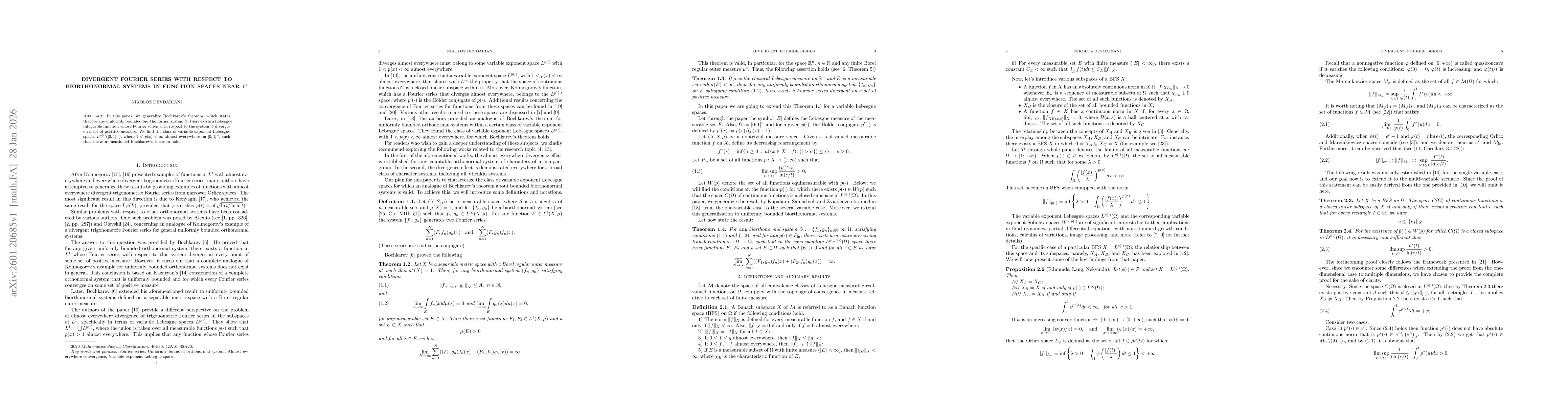 Thumbnail for Divergent Fourier Series with Respect to Biorthonormal Systems in Function Spaces Near $L^1$