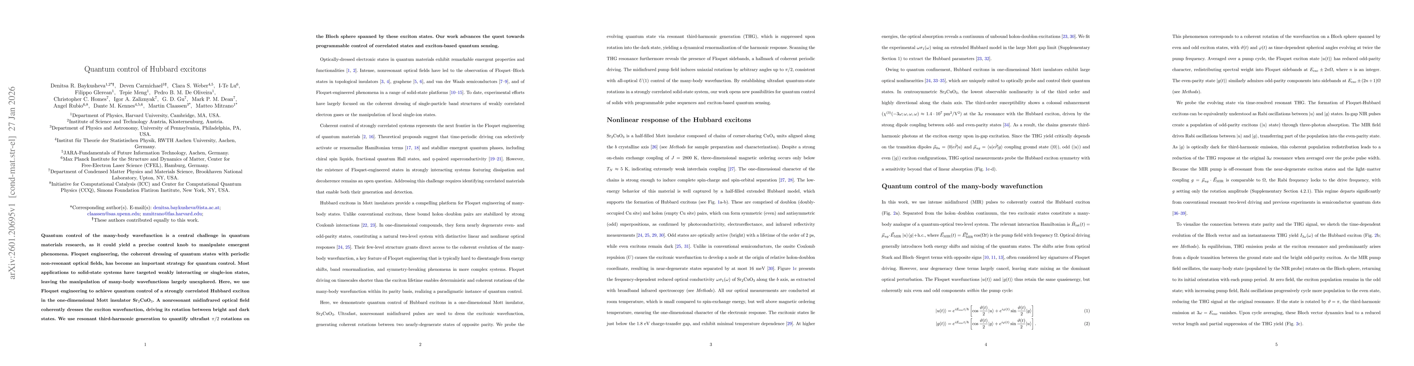 Thumbnail for Quantum control of Hubbard excitons