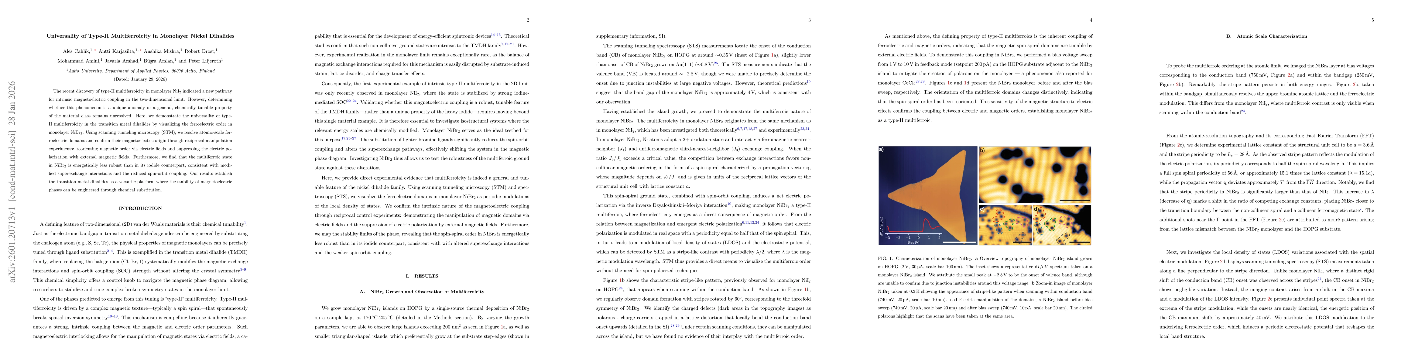 Thumbnail for Universality of Type-II Multiferroicity in Monolayer Nickel Dihalides