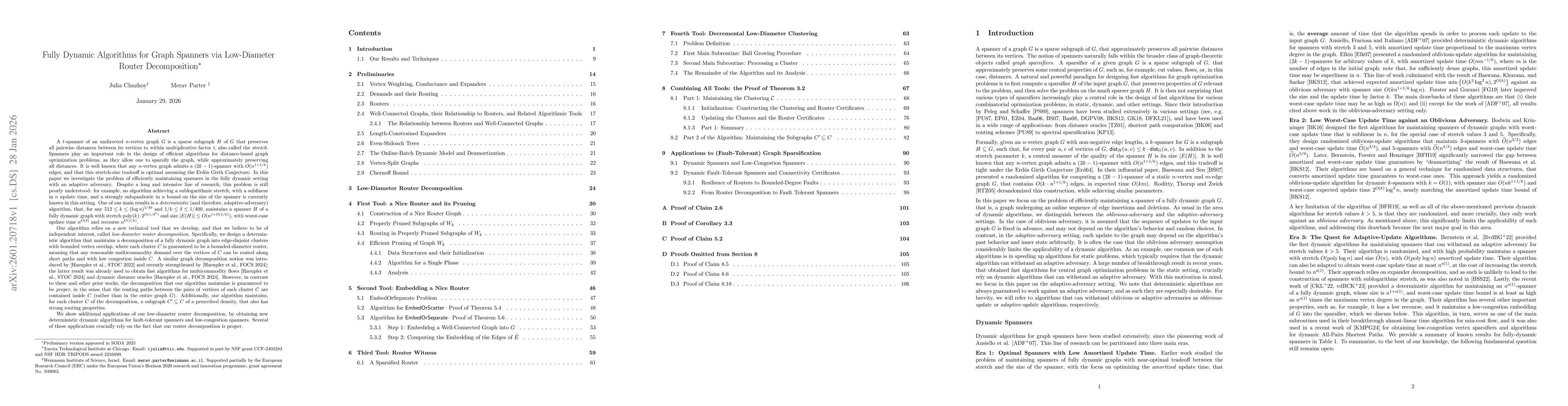 Thumbnail for Fully Dynamic Algorithms for Graph Spanners via Low-Diameter Router Decomposition