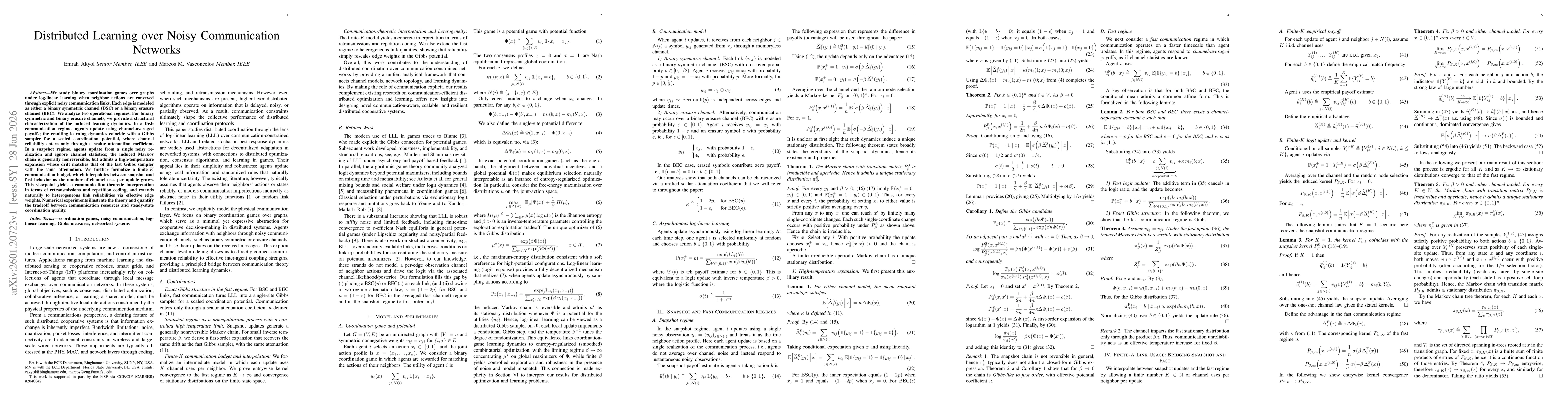 Thumbnail for Distributed Learning over Noisy Communication Networks