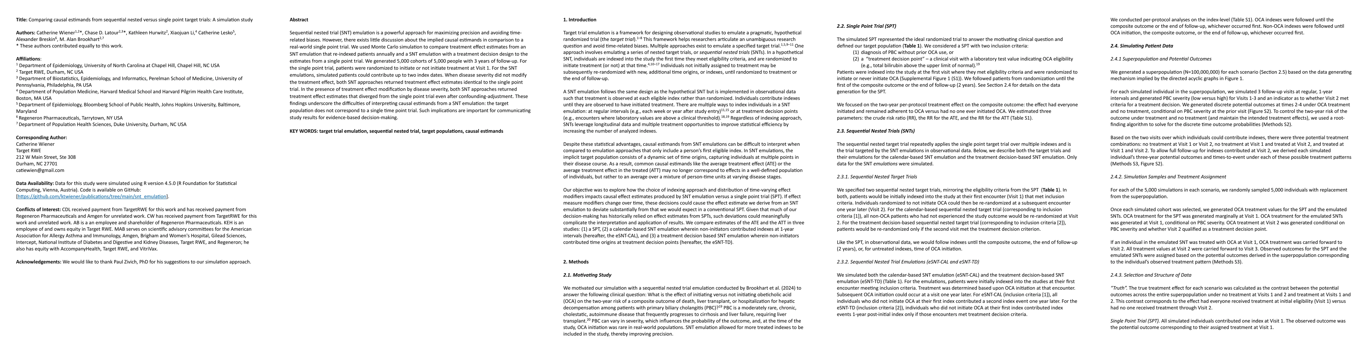 Thumbnail for Comparing causal estimands from sequential nested versus single point target trials: A simulation study