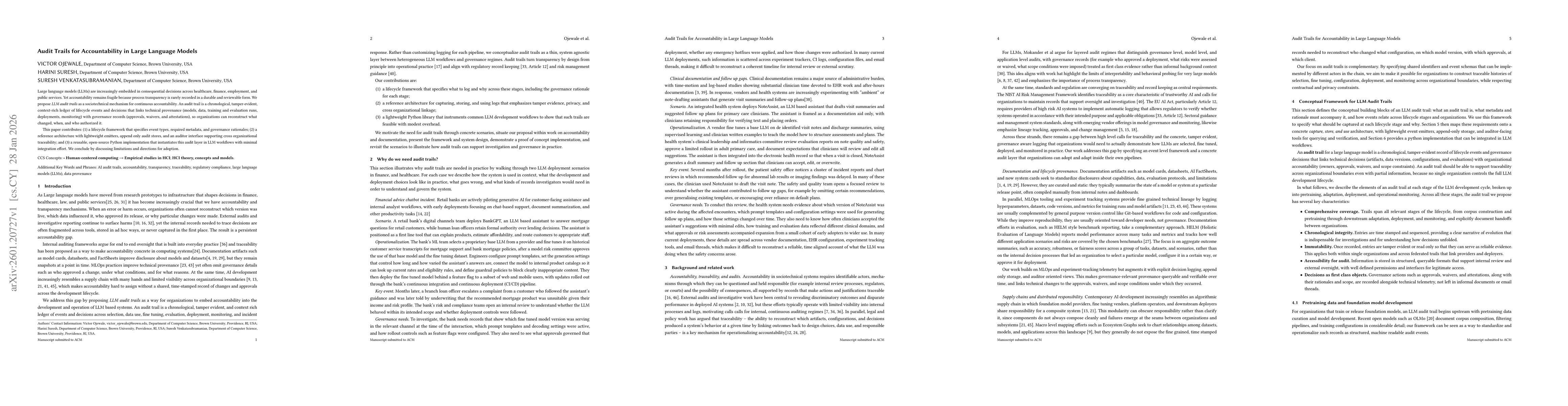 Thumbnail for Audit Trails for Accountability in Large Language Models
