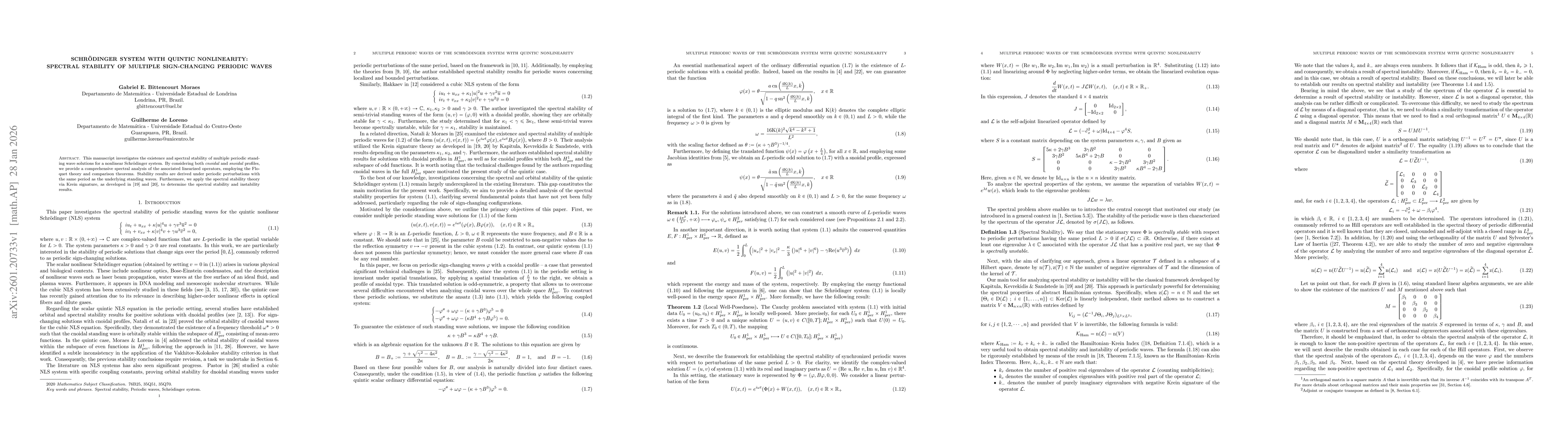Thumbnail for Schrödinger system with quintic nonlinearity: spectral stability of multiple sign-changing periodic waves