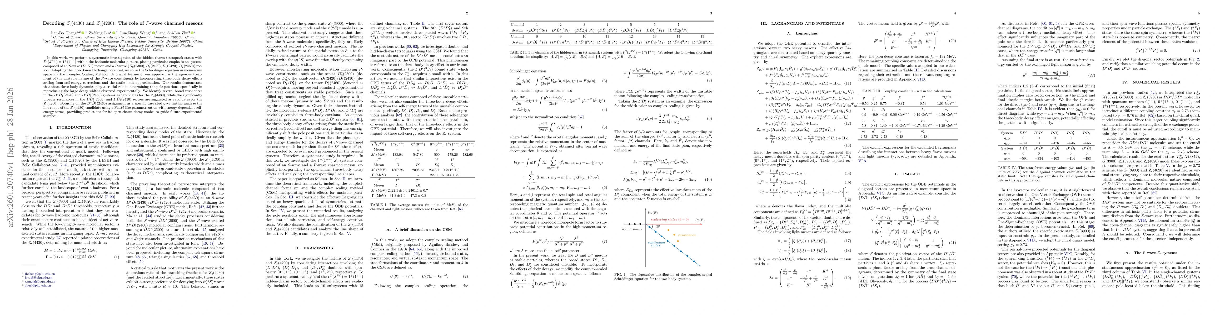 Thumbnail for Decoding $Z_c(4430)$ and $Z_c(4200)$: The role of $P$-wave charmed mesons