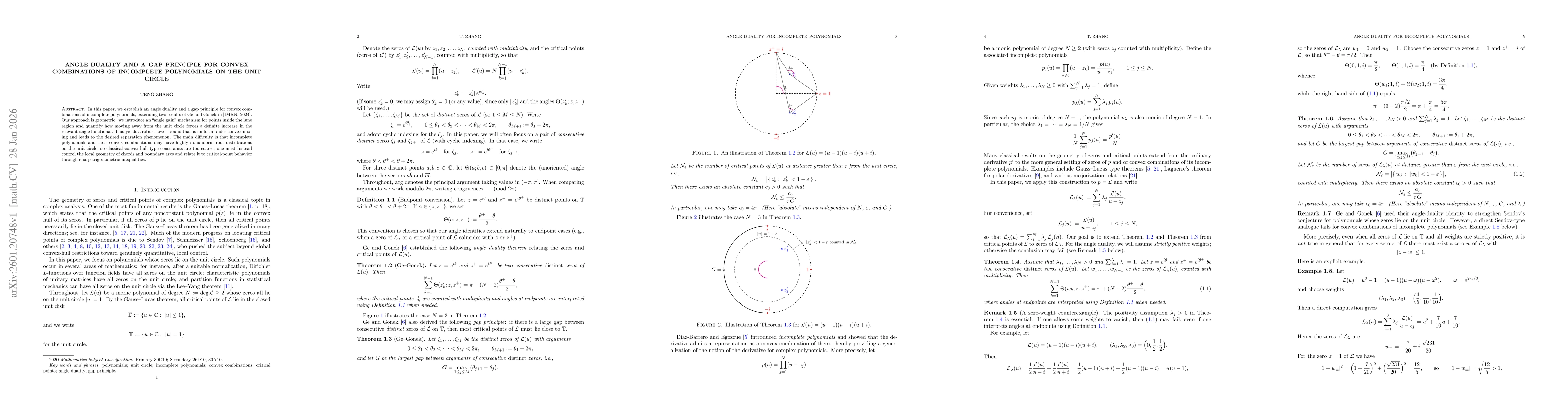 Thumbnail for Angle duality and a gap principle for convex combinations of incomplete polynomials on the unit circle