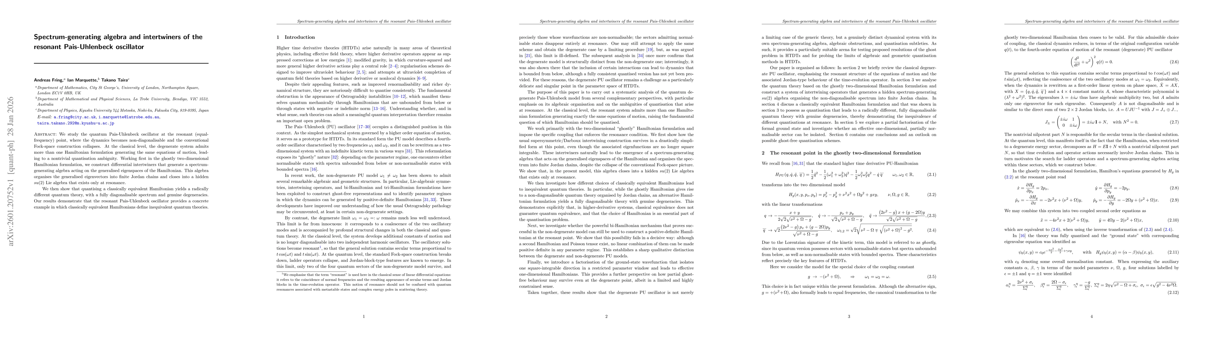Thumbnail for Spectrum-generating algebra and intertwiners of the resonant Pais-Uhlenbeck oscillator