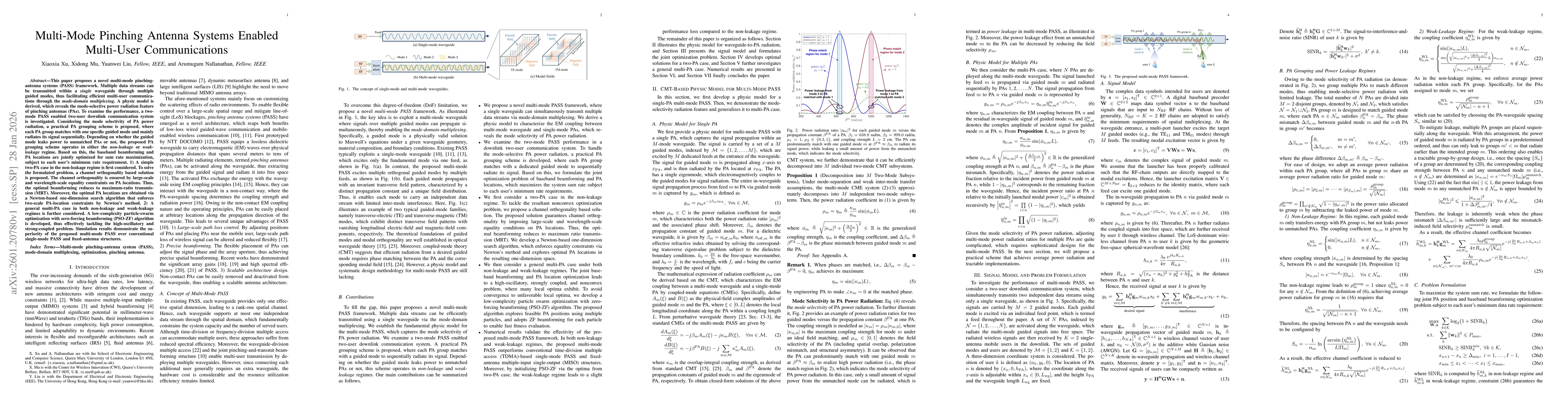 Thumbnail for Multi-Mode Pinching Antenna Systems Enabled Multi-User Communications