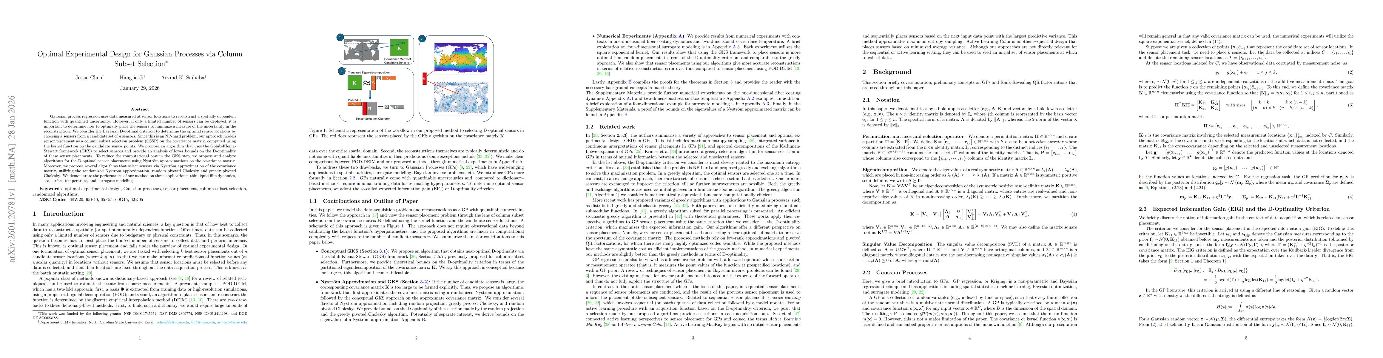 Thumbnail for Optimal Sensor Placement in Gaussian Processes via Column Subset Selection