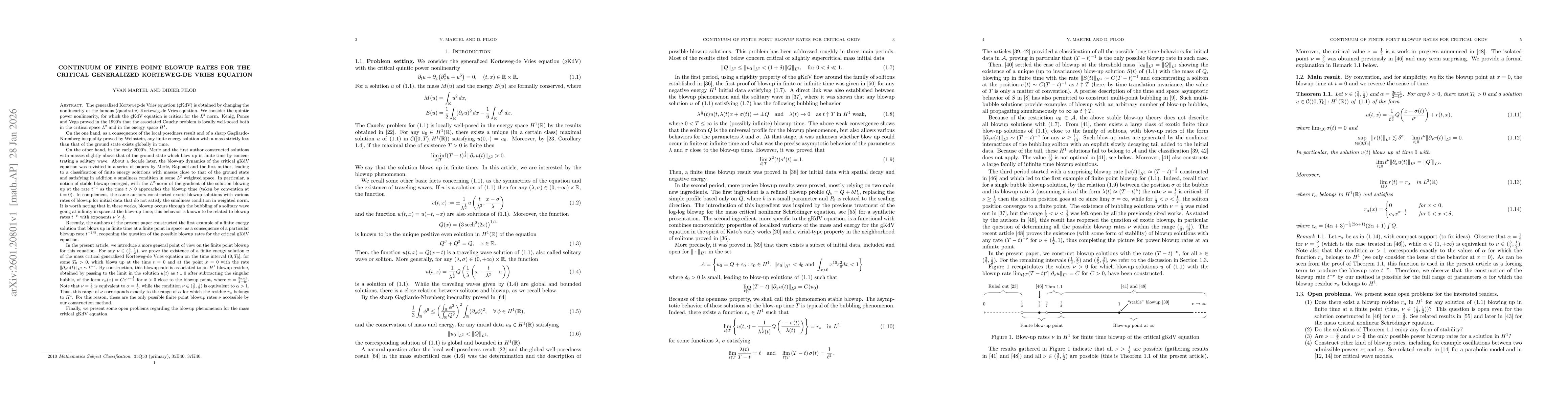 Thumbnail for Continuum of finite point blowup rates for the critical generalized Korteweg-de Vries equation