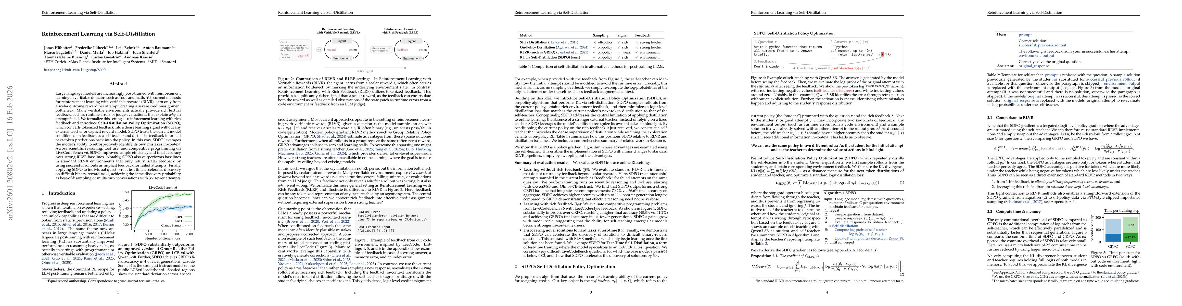 Thumbnail for Reinforcement Learning via Self-Distillation