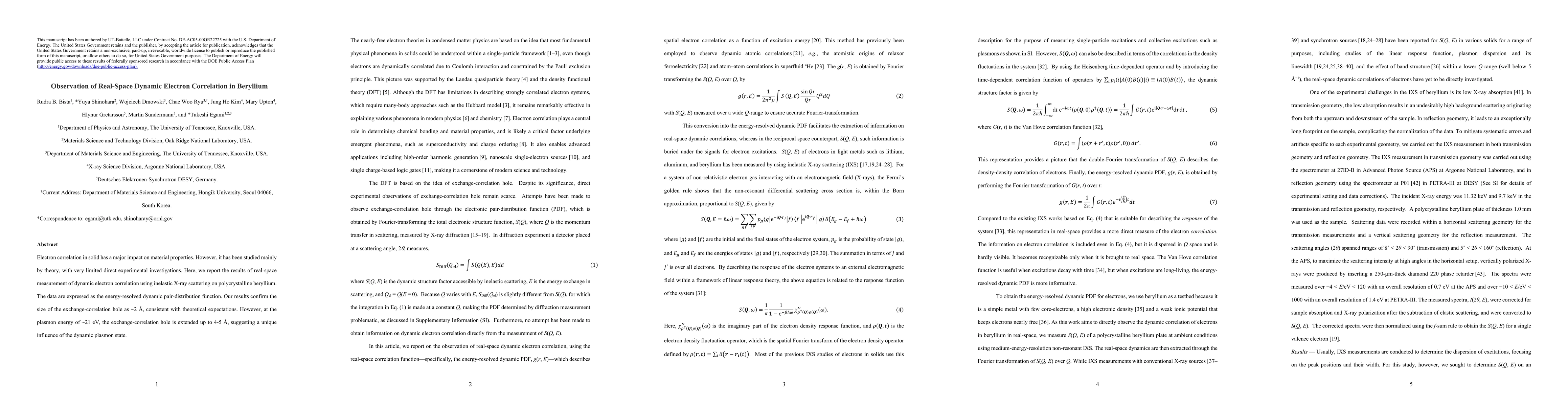 Thumbnail for Observation of Real-Space Dynamic Electron Correlation in Beryllium