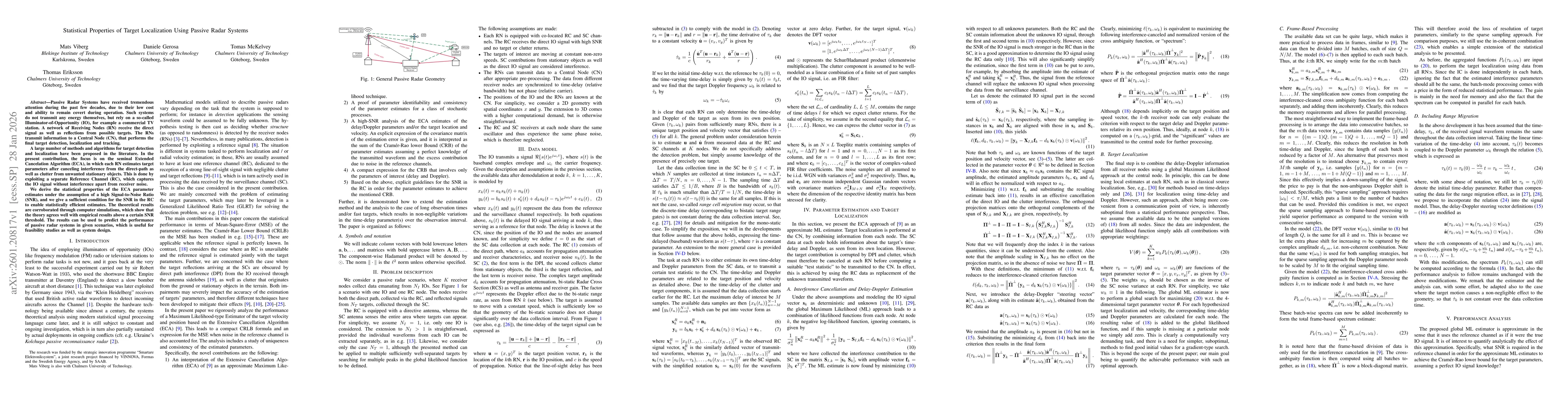 Thumbnail for Statistical Properties of Target Localization Using Passive Radar Systems
