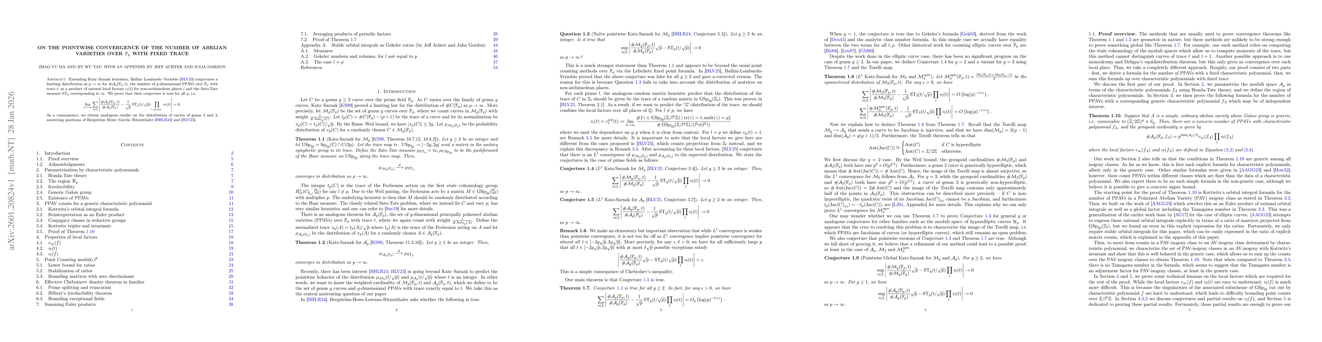 Thumbnail for On the pointwise convergence of the number of abelian varieties over $\mathbb{F}_p$ with fixed trace