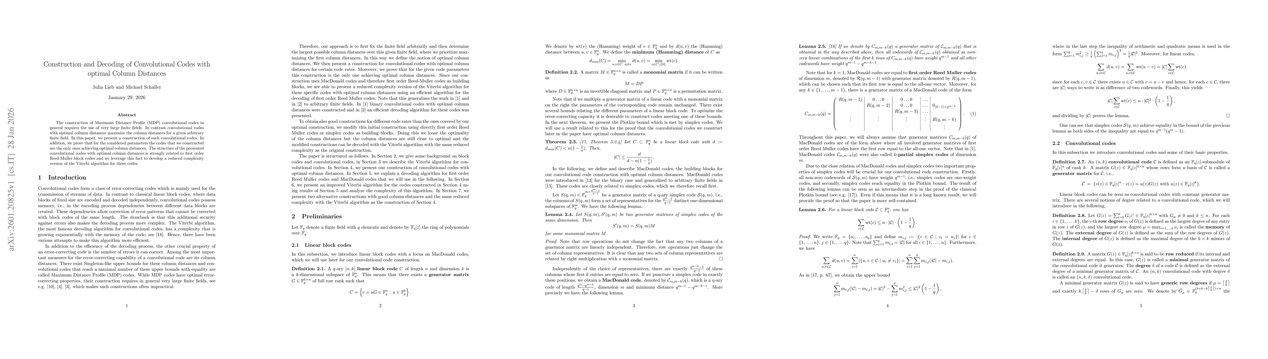 Thumbnail for Construction and Decoding of Convolutional Codes with optimal Column Distances