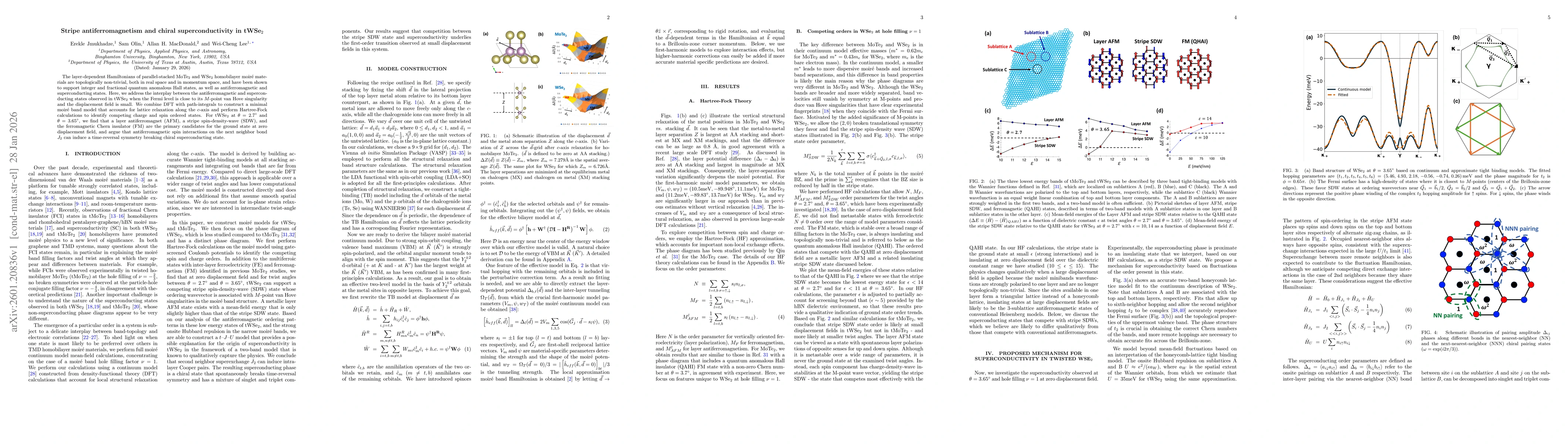 Thumbnail for Stripe antiferromagnetism and chiral superconductivity in tWSe$_2$