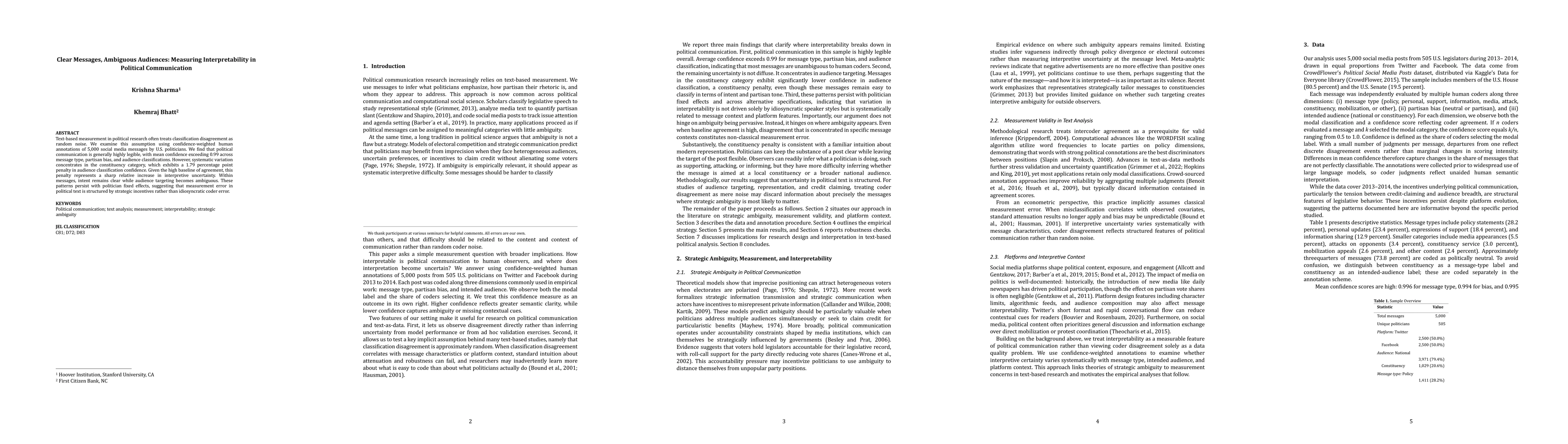 Thumbnail for Clear Messages, Ambiguous Audiences: Measuring Interpretability in Political Communication