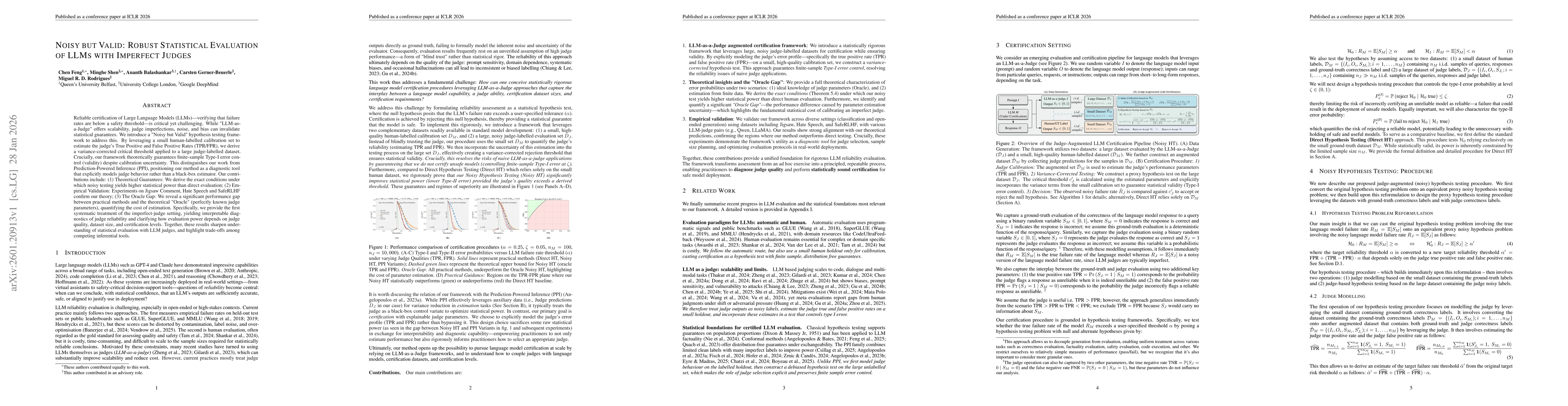 Thumbnail for Noisy but Valid: Robust Statistical Evaluation of LLMs with Imperfect Judges