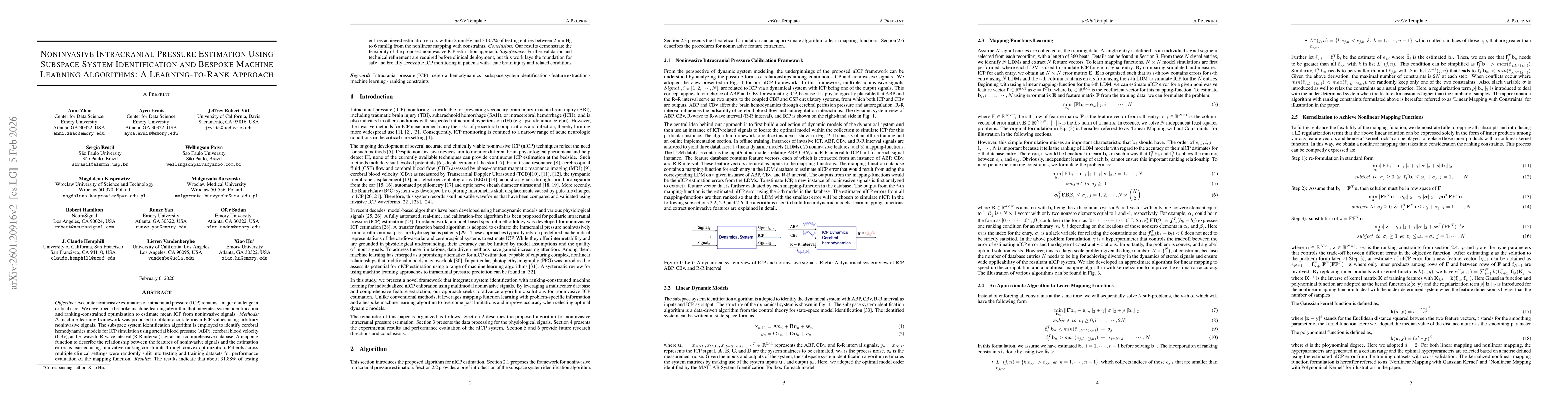 Thumbnail for Noninvasive Intracranial Pressure Estimation Using Subspace System Identification and Bespoke Machine Learning Algorithms: A Learning-to-Rank Approach